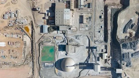 Aerial view of open-pit silver mining in Jujuy, Argentina. Stock Photos