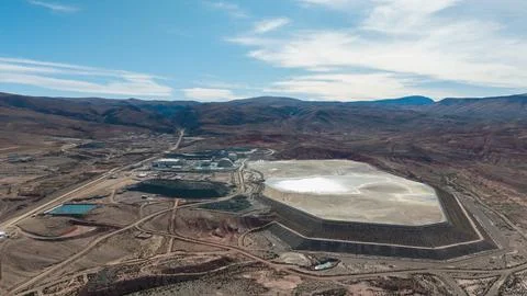 Aerial view of open-pit silver mining in Jujuy, Argentina. Stock Photos