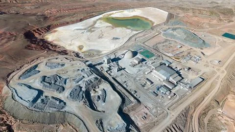Aerial view of open-pit silver mining in Jujuy, Argentina. Stock Photos