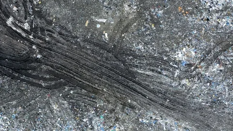 Aerial view of open solid waste dump, Pollution from waste Stock Footage 106234092