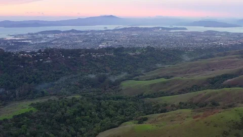 Aerial View of Open Space in the San Francisco Bay Area at Sunrise Stock Footage 121765568
