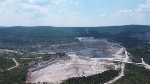Aerial view of opencast limestone quarry. Stock Footage 211725015