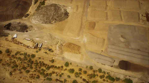 Aerial view of opencast mining quarry Stock Footage 141079271
