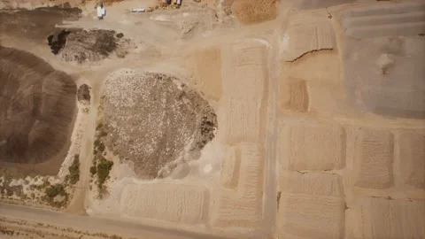 Aerial view of opencast mining quarry Stock Footage 142080907