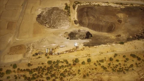 Aerial view of opencast mining quarry Stockbeeldmateriaal 143425276