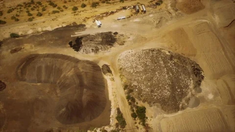 Aerial view of opencast mining quarry Vídeo Stock 144635585