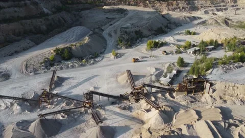 Aerial view opencast mining quarry. Stock Footage 158196192