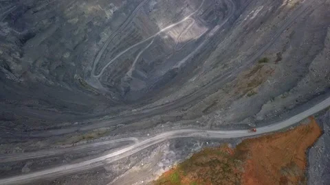 Aerial view opencast mining quarry. industrial enterprise Stock Footage 166478113