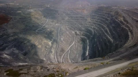 Aerial view opencast mining quarry. industrial enterprise Stock Footage 166478195
