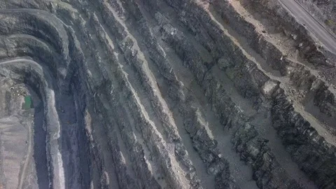 Aerial view opencast mining quarry. industrial enterprise Stock Footage 191829580
