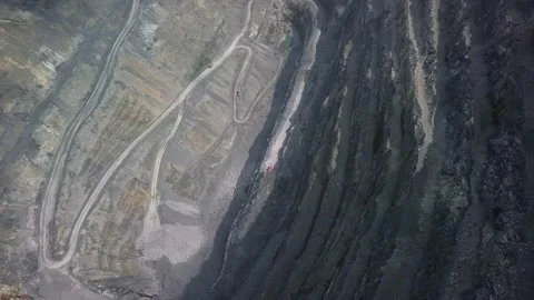 Aerial view opencast mining quarry. industrial enterprise Stock Footage 194533104
