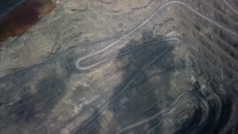 Aerial view opencast mining quarry. industrial enterprise 스톡 동영상 218235747
