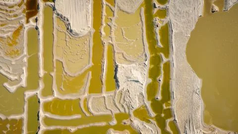 Aerial view of opencast surface sand mining, area with subterranean waters Stock Photos