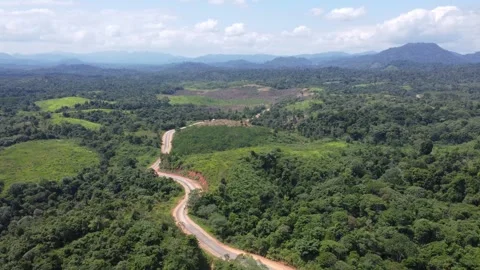Aerial view of the opening or construction of the alternative road from Bat.. Stock Footage 280558917