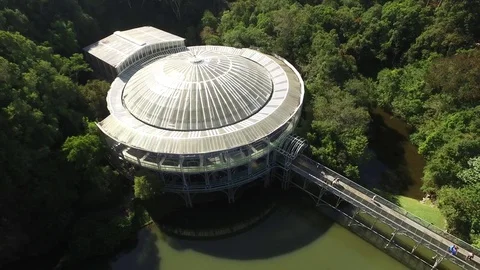 Aerial view Opera de Arame. Curitiba - Parana, Brazil. July 2017 Stock Footage