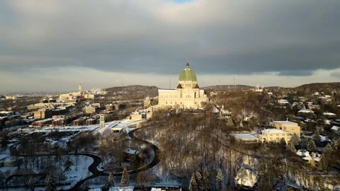 Aerial view of Oratory catholic cathedral basilica. Montreal, Quebec, Canada Stock Footage 346503922
