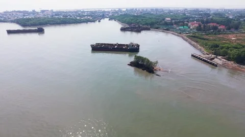 Aerial View Orbit 3 of a Small Island Near the Viewpoint. Stock Footage 327448385