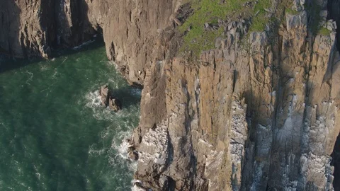 Aerial View of Oregon coast cliffs along Highway 101 Stock Footage 90430820