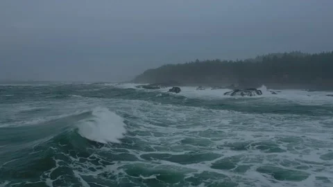 Aerial view of Oregon Coastline Stock Footage 160585501