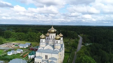 Aerial view Orthodox abbey Stock Footage