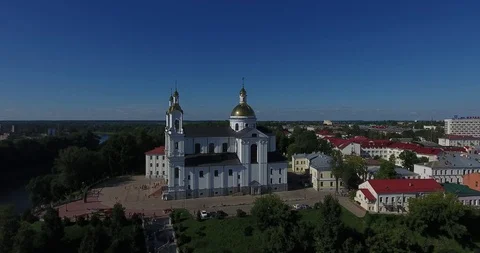 Aerial View - Orthodox Church. Vitebsk. Belarus. Europe. 4к Stock Footage