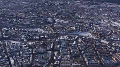 Aerial view of Oslo winter Stock Footage 87685642