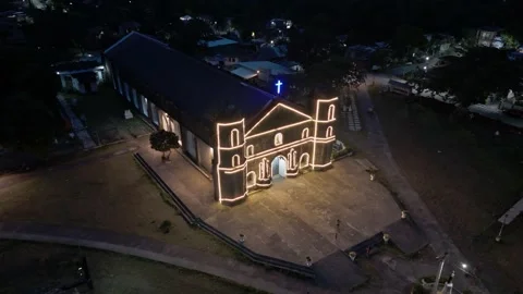 Aerial view of Our Lady of Mount Carmel Parish Church, Philippines. Stock Footage 337798266