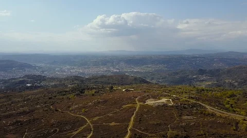 AERIAL VIEW OF OURENSE FROM MONTEALEGRE Stock Footage 105544535