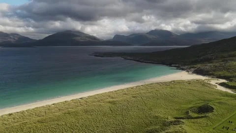 Aerial view of Outer Hebrides beach in Isle of Harris, United Kingdom. Stock Footage 337519104