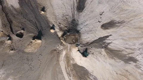 Aerial View Over Active Mud Volcanoes, Muddy Volcanoes Reservation. Buzau - Roma Stock Footage 149873422