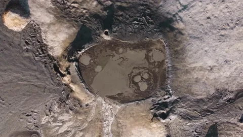 Aerial View Over Active Mud Volcanoes, Muddy Volcanoes Reservation. Buzau - Roma Stock Footage 149873426