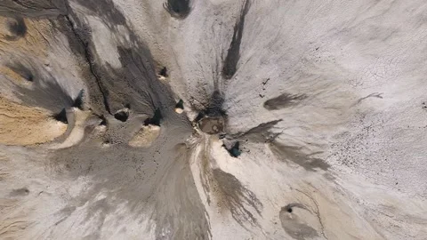 Aerial View Over Active Mud Volcanoes, Muddy Volcanoes Reservation. Buzau - Roma Stock Footage 149873437