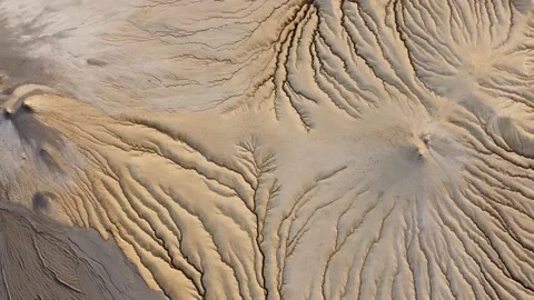 Aerial View Over Active Mud Volcanoes, Muddy Volcanoes Reservation. Buzau - Roma Stock Footage 149873525