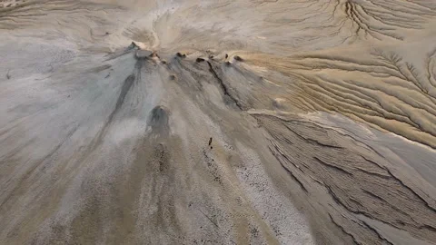 Aerial View Over Active Mud Volcanoes, Muddy Volcanoes Reservation. Buzau - Roma Stock Footage 149873533