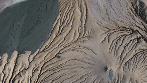 Aerial View Over Active Mud Volcanoes, Muddy Volcanoes Reservation. Buzau - Roma Stock Footage 149873573