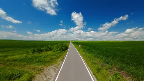 Aerial view over the agricultural fields Stock Footage 309674908