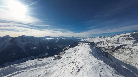 Aerial View over Aletsch Ski Resort, Matterhorn, Grand Glacier Stock Footage 301724697