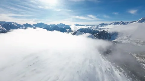 Aerial View over Aletsch Ski Resort, Matterhorn, Grand Glacier Stock Footage 301733067