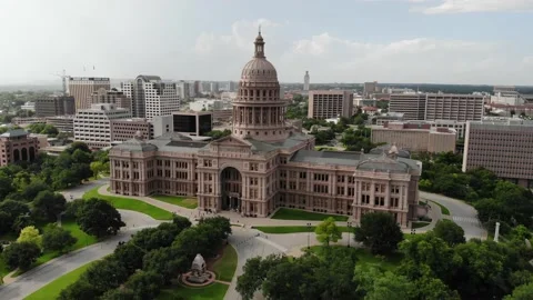 Aerial View Over Austin State Capitol Building Stock Footage 157241122