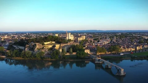Aerial View over Avignon, Provence-Alpes-Côte d'Azur, France Stock Footage 272990683