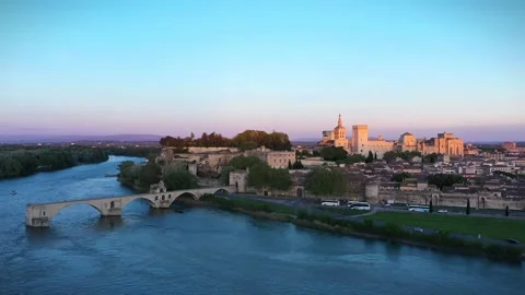 Aerial View over Avignon, Provence-Alpes-Côte d'Azur, France Stock Footage 273099059