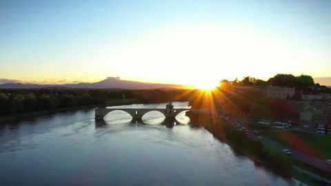 Aerial View over Avignon, Provence-Alpes-Côte d'Azur, France Stock Footage 273099063