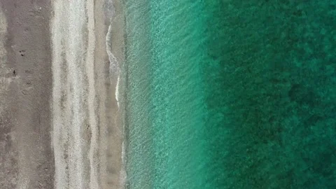 Aerial View Over beach in Torrox Costa, Spain Stock Footage 240094726