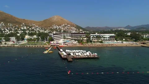 Aerial view over Bodrum, Turkey. Azure by Yelken Hotel, summer 2018 Stock Footage 202004268
