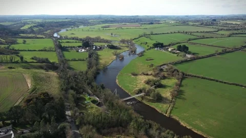 Aerial View Over Boyne River, County Meath Ireland Stock Footage 304731542