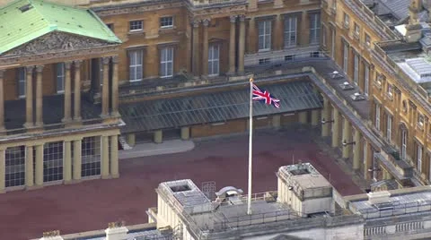 Aerial view over Buckingham palace in London and the surrounding area Stock Footage