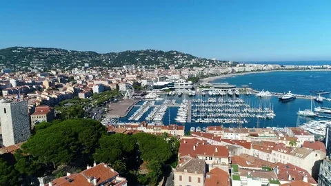 Aerial view over Cannes Video stock 81139969