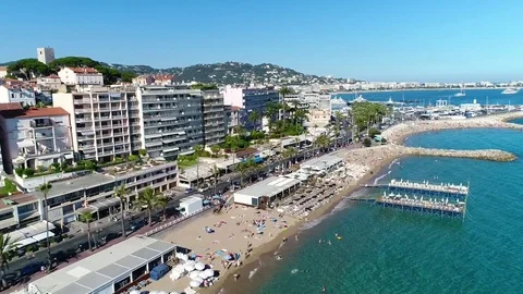 Aerial view over Cannes Video stock 81140317