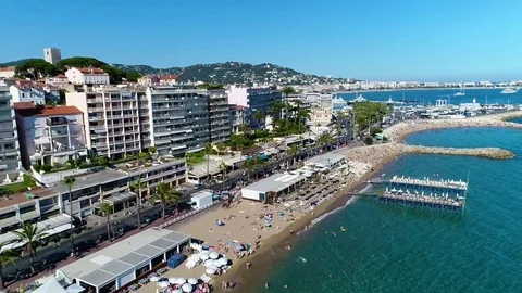 Aerial view over Cannes Video stock 81140331