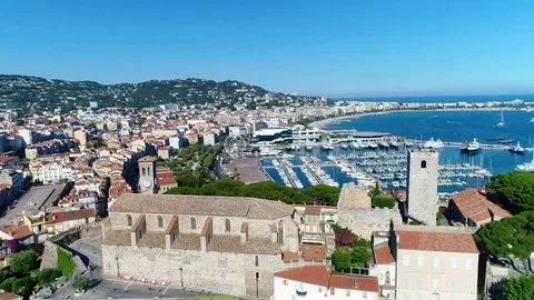 Aerial view over Cannes Video stock 81140448